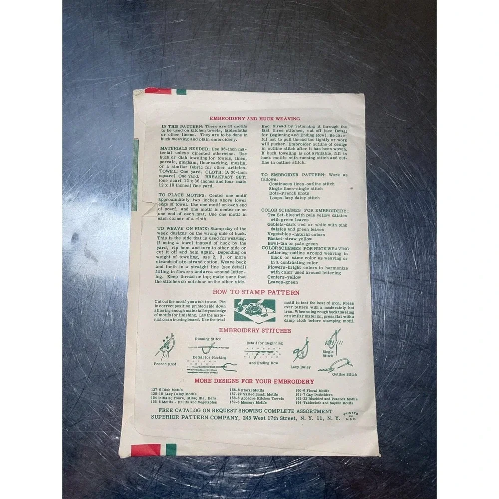 1930s Vintage Superior Embroidery Transfer 163 Uncut DOW Veggie Tea Towel Motifs